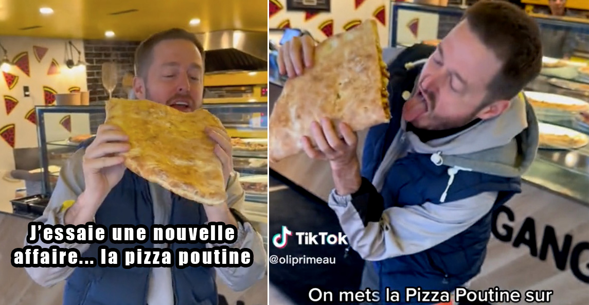 Olivier Primeau crée une sorte de pizza pochette géante à la poutine
