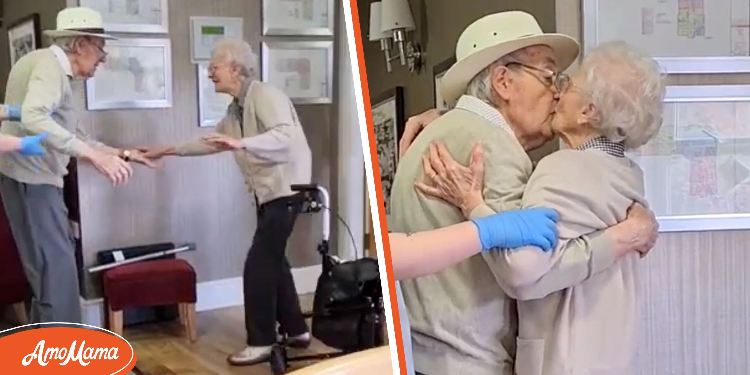 Un mari fait la surprise à sa femme en s’installant dans sa maison de retraite et l’embrasse enfin après des mois de séparation