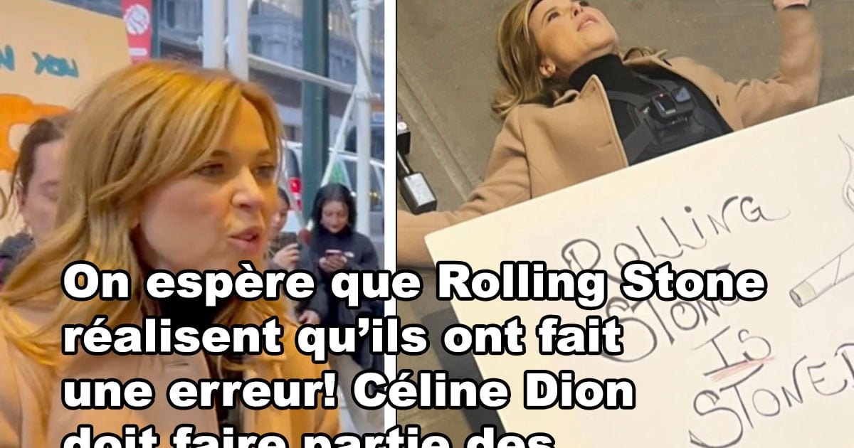 Julie Snyder proteste devant les bureaux de Rolling Stone car Céline Dion ne fait pas partie des 200 meilleurs chanteurs