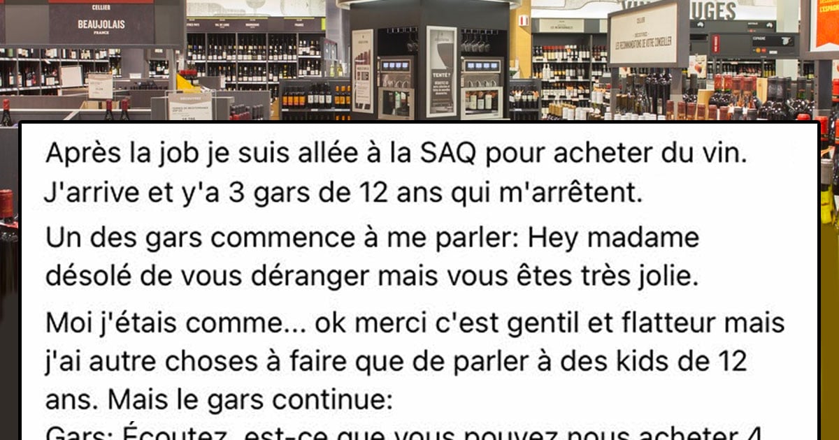 Une dame au Québec raconte une histoire hilarante qui lui est arrivée à la SAQ