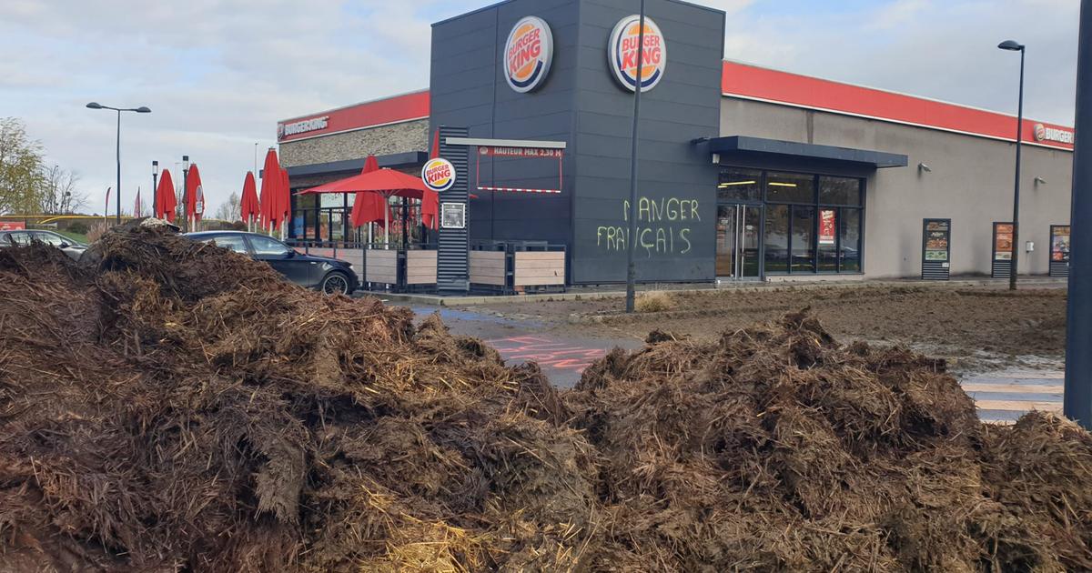 Des agriculteurs furieux déversent du fumier devant McDonald’s et Burger King.